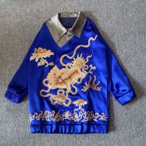 Cloud decoration totem 2021 original ethnic style womens contrast design casual loose age-reducing lion sweater