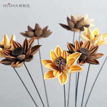 Wooden Lotus dried lotus dried lotus flower decorative flower artificial flower artificial flower living room dried flower decoration floor bouquet