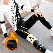 SQINUSQN Lion Chino Mens Thermal Lingerie Set Plus Fleece Thick Autumn Pants Set Cotton Wool Pants Men