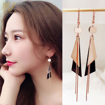 Earrings 2021 new trend Korean net celebrity personality long temperament tassel high-end sense earrings female sterling silver jewelry trend