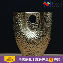 Nordic simple modern golden hammer dot pattern ceramic U-shaped vase home model room living room flower device flower insert ornaments