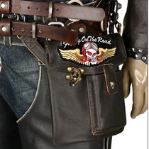 Skull cowhide motorcycle fanny pack Motorcycle knight personality decorative fanny pack hanging bag cigarette box bag import HIP30203