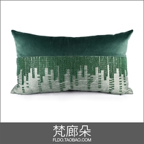 Fanlang Duo model room cushion home soft-fitting pillow waist pillow waist modern light luxury new Chinese nail beads string Green
