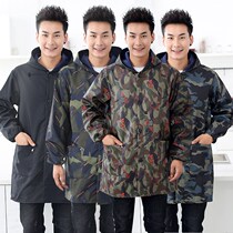 Gush hood clothes grown-up mens work clothes waterproof greaseproof thickened kitchen Home Fashion apron Long sleeves outside wearing winter