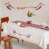 Japanese-style cartoon koi fabric tablecloth tablecloth tablecloth tablecloth tablecloth tablecloth decorative table flag