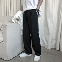 Hanging small trousers Mens straight loose casual suit pants Japanese sense of summer wide-leg trend Korean version of the long pants