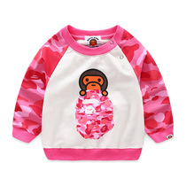 BAPE male and female child small baby fashion camouflage pure cotton long sleeve sweatshirt t-shirt autumn dress ape head