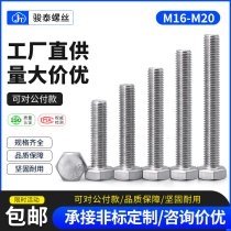 M16M18M20 stainless steel outer hexagonal bolt 316 lengthened screw large full hexagonal head screw full tooth screw rod