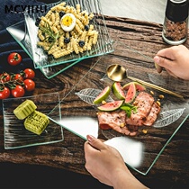 Tempered Glass Pan Fruit Plate Big transparent European style Fashion Fruit Pan Fruit Bucket Tea Tray Snack Pan microwave