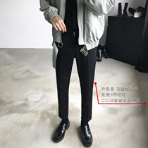 CCJE summer boys pants trend black nine-point trousers Korean version slim small feet drop sense casual suit pants men
