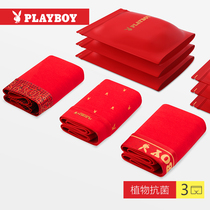 Playboy Benjinmens underwear boxer head youth red wedding Mens red underwear four-corner shorts