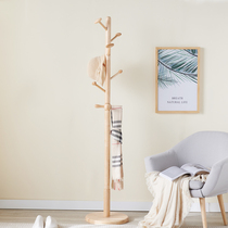Full solid wood entrance coat rack Floor-to-ceiling bedroom hanger Nordic ins indoor log single-pole clothes rack