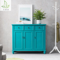 American solid wood three-door shoe cabinet large-capacity multi-layer locker living room Mediterranean partition cabinet