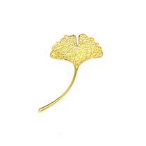 HeyJewel Le Loup leaf gold-plated crystal diamond gold autumn ginkgo leaf high-end brooch girl birthday gift