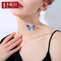 Della butterfly invisible fish line temperament necklace female Korean version of Joker personality short neck chain net red accessories