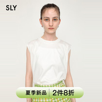 SLY2022 Summer new casual minimalist mercerized pure colour round collar sleeveless vests 030FSR80-2600