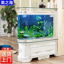 Bullet European style fish tank Living room household aquarium custom bottom filter entrance ecological large and medium-sized 1 2 meters partition