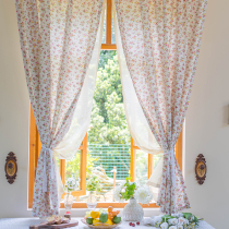 Han Style Fields Garden Small Broken Flowers Double curtains Perforated Window Yarn American Comeback Door Curtain Bedroom Bookhouse Halfcurtain Finished
