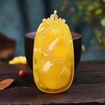 Natural Honey Wax Gourd Pendant Amber Raw Stone Raw Mine Blood Perps Pendant Drop Sweater Necklace Baltic Sea