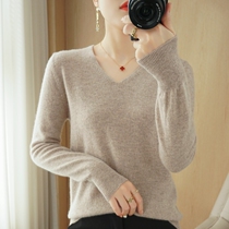 Spring and Autumn V - collar sweater 2022 new pure color knitting sweater short sleeve