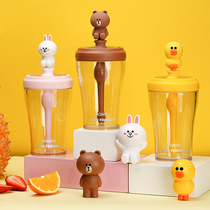 LINE FRIENDS Net red handy cup Student Sally Chicken Brown Bear nonoo cartoon cute straw cup