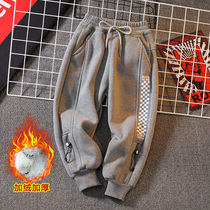 Childrens clothing boys plus velvet padded pants children Winter pants handsome little boy casual sports pants baby tide card