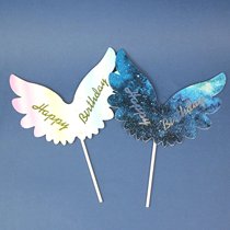Bake cake decoration plug-in gradient Starry Sky Wings plug card card Dream Angel beautiful birthday party dress up