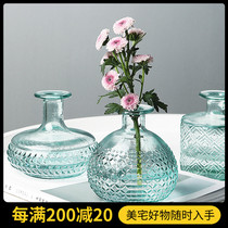  Spanish handmade glass flower arrangement bottle living room dining table decoration decoration Nordic ins style transparent aromatherapy small vase