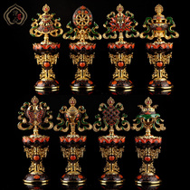 Buddhist supplies Nepal craft 8 inch Auspicious Eight Treasure eight for cloisonne enamel eight auspicious ornaments