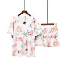 Welfare Money Pure Cotton Pyjamas Woman Summer All Cotton Slim Shorts Shorts Short Sleeves Fire And Bird Printed Home Suit Suit