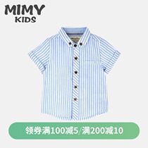 MIMY 2021 new boys striped shirt thin summer childrens Korean version of the baby foreign style short-sleeved shirt