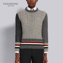 THOM BROWNE Men 2022 spring and summer FUNMIX striped bouquet with fur round neckline