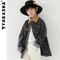 (Black and White Bear Series) TYAKASHAKIDS Takasha childrens coat childrens trench coat childrens denim coat