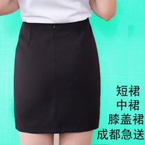 Womens Western skirt professional skirt interview skirt skirt skirt skirt Medium-length dress knee dress dress dress work one step step Dress Blue