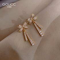 Advanced earrings bow knots earrings female earrings Korean temperament Net red hot models 2021 New Tide earrings