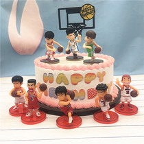 Dunk Basket Master Cake Decoration Swing Piece Paparazzi Basketball Pendulum cherry wood Flower Road Scene Birthday Cake Decoration Doll