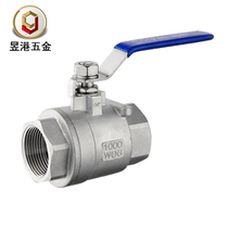 Thick 304 stainless steel two-piece ball valve inner wire switch valve valve household valve 4 minutes 6 minutes PT NPT
