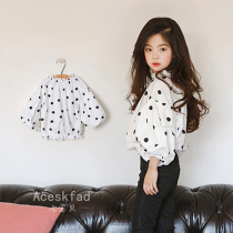 Girls baby shirt spring dress 2020 Korean version of new cotton wave point loose top Tong children lantern sleeve T-shirt tide