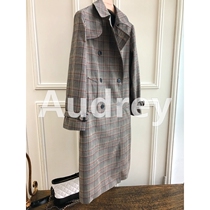 Law single heavy bull classic check double-breasted long windbreaker suit suit collar wool jacket high-end Lady