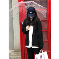 Cardigan hooded zipper jacket womens oversize black ins tide 2021 autumn and winter Korean version of loose Joker sweater