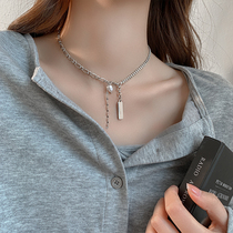 Light Extravagant Zircon Stone Square Piece Necklace 2021 New Woman Lukewarm Ethos Pearl Neck Chain Boomer 100 lap collarbone chain