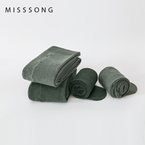 Autumn and winter leggings socks womens medium thick thin day plus velvet thickened avocado dark green pantyhose