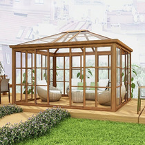 Outdoor glass room Villa Courtyard Roof Sun room Aluminum alloy simple wooden house Mobile leisure assembly gazebo
