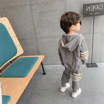 Monee boys 2021 spring and autumn new suit small and medium childrens hooded jacket baby sports and leisure two-piece suit