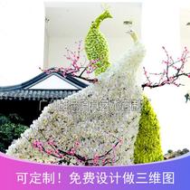 Catwalk stage floral decoration fake green plant garden landscape sketch decoration simulation peacock phoenix silk flower sculpture