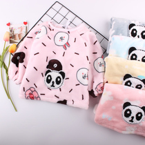 Autumn and winter baby clothed flannel thickened childrens overdressing coral fleece baby anti-dressing coat pocket