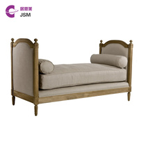 JSM American pastoral Wood noble concubine simple modern champagne gold lazy sofa bed Jane European fabric bed tail stool