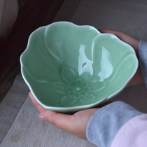 Dragon Quanqing Porcelain heart-shaped bowl Ceramic Salad Bowl sweet handle baking bowl Ideas floral edge Snack Ice Cream Thick Soup Bowl