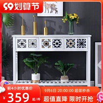 Retro solid wood shelf painted drawer cabinet living room porch cabinet small apartment TV cabinet bedroom storage balcony cabinet