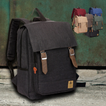 British casual retro personalized canvas backpack for men and women Square flip college style school bag 14 inch computer backpack